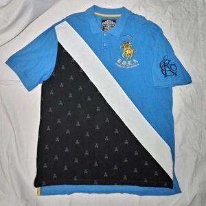 Y2K Vintage ECKO Unltd Unlimited Blue Button Up Polo Shirt Grim Reaper 3XL XXXL